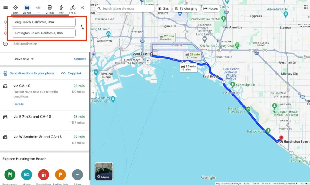 Google Maps delivery route planning