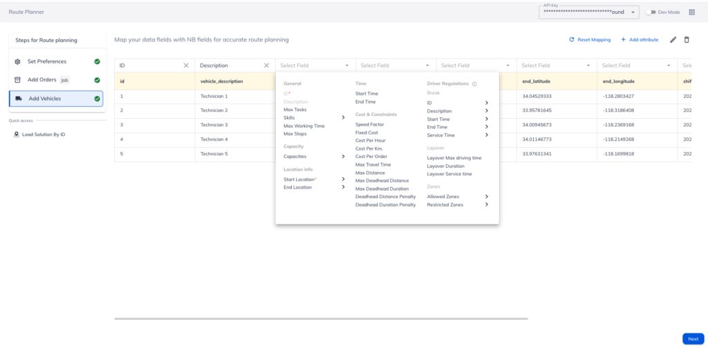 NextBilliion.ai Route Optimization Software Constraints
