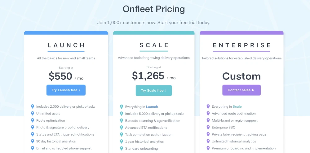 Onfleet pricing