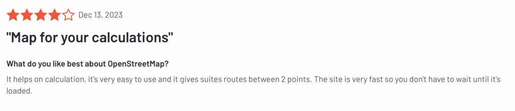 openstreet map reviews