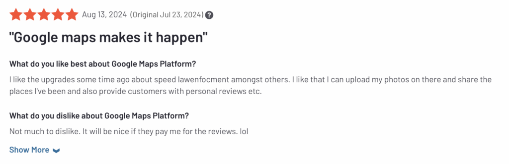 google maps reviews