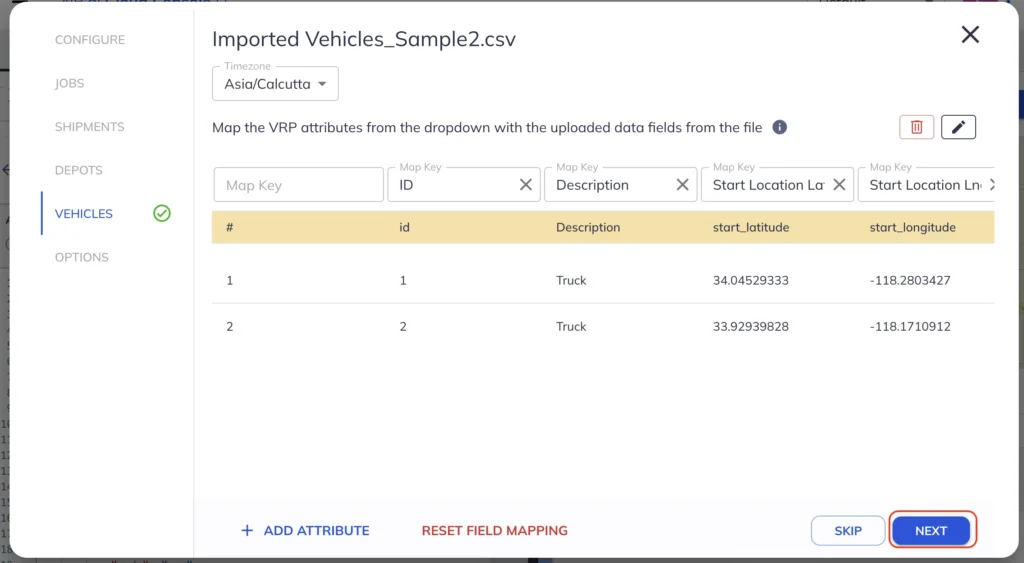 Vehicles CSV