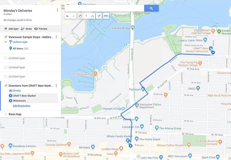 batch and optimize routes on google maps