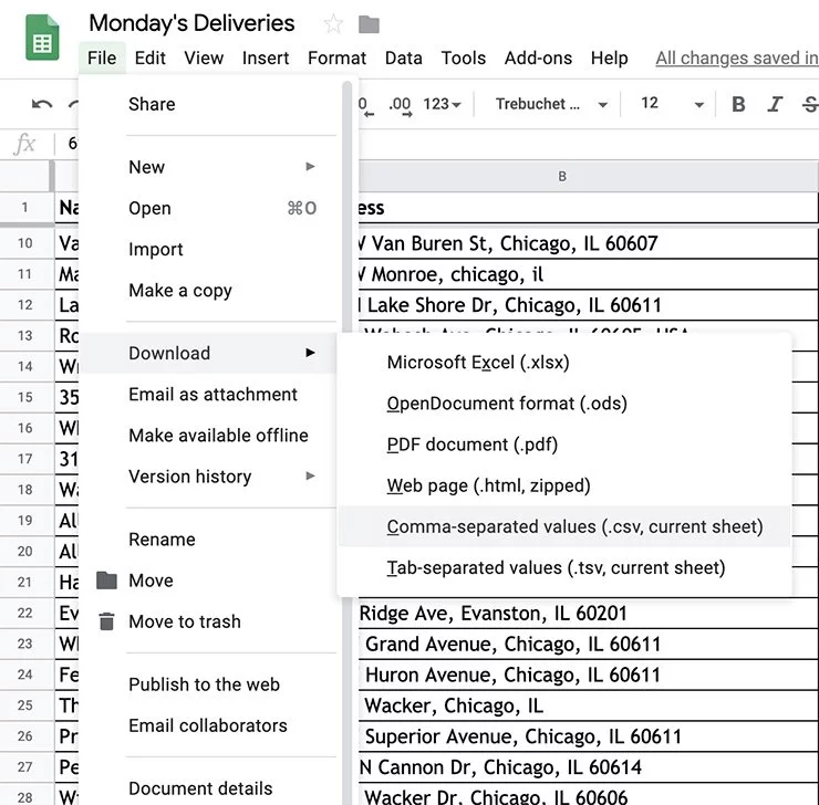 route planning using excel