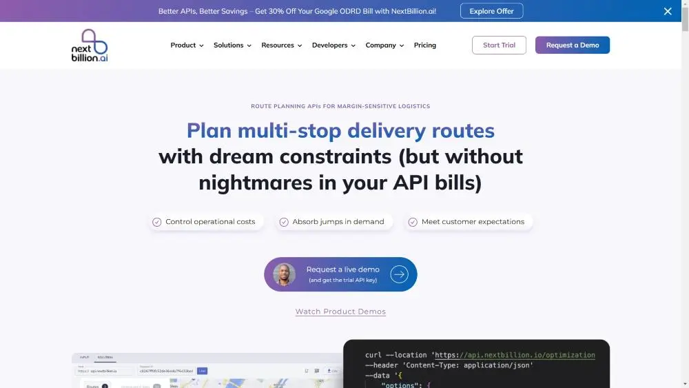 NextBillion.ai route planner app