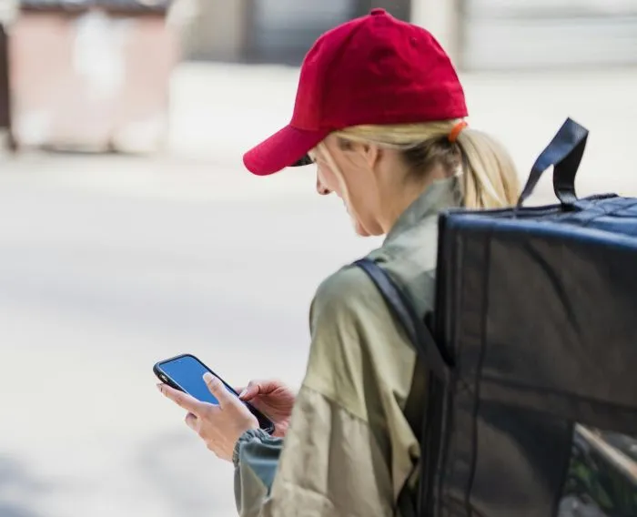 delivery driver updating route planner app