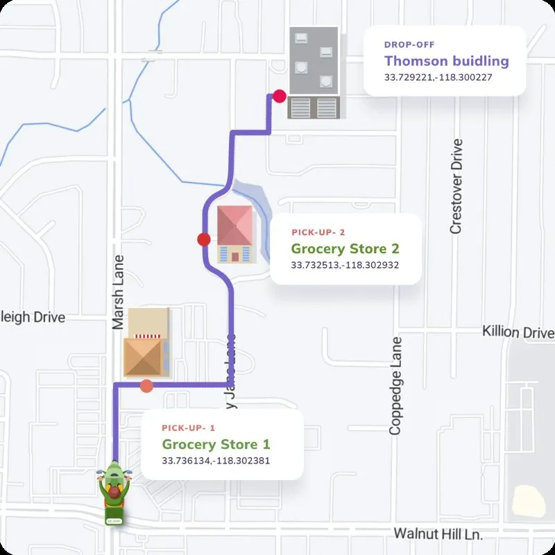 multi store grocery delivery route