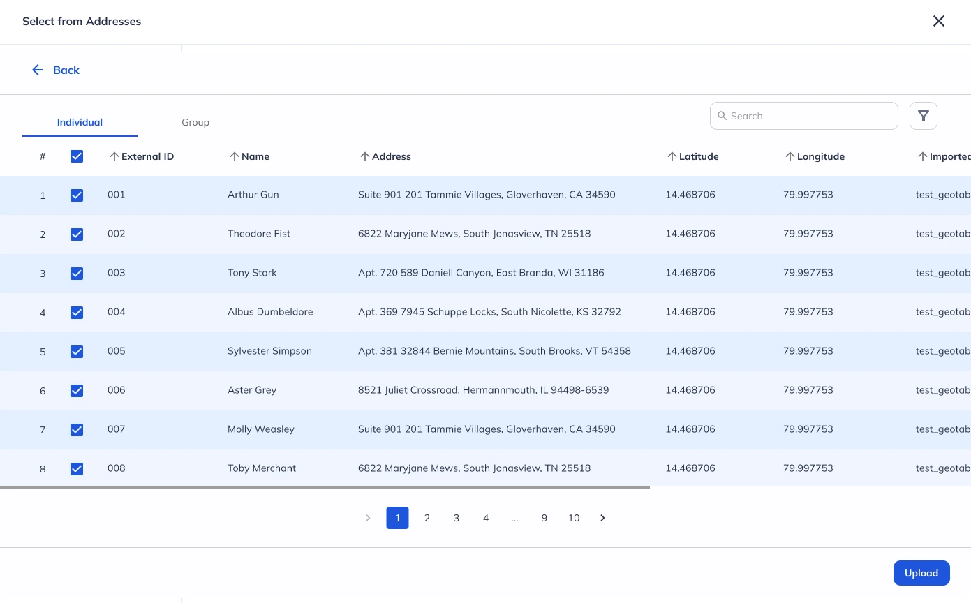 select address geotab