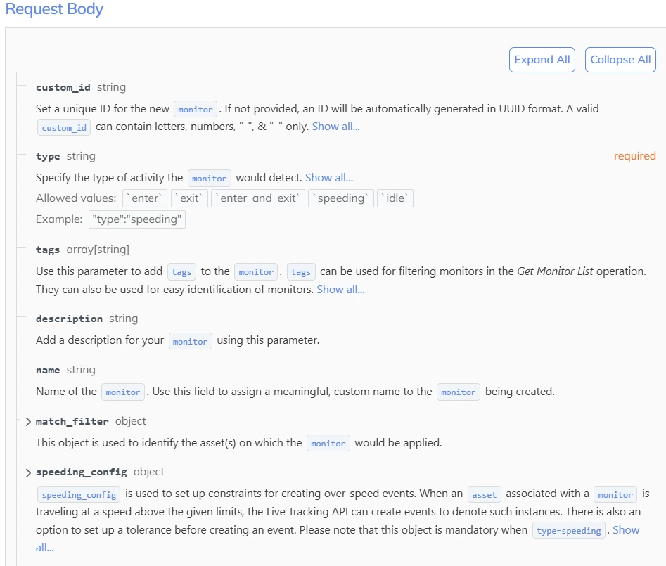 request body create a monitor