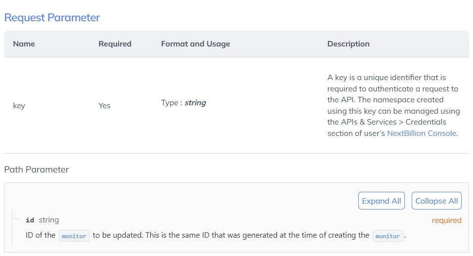 request parameter update a monitor