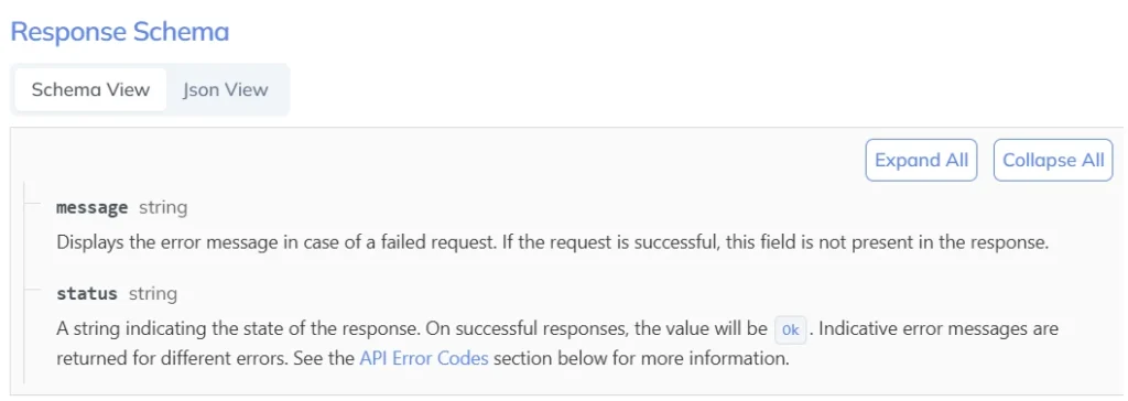 response schema Update an asset