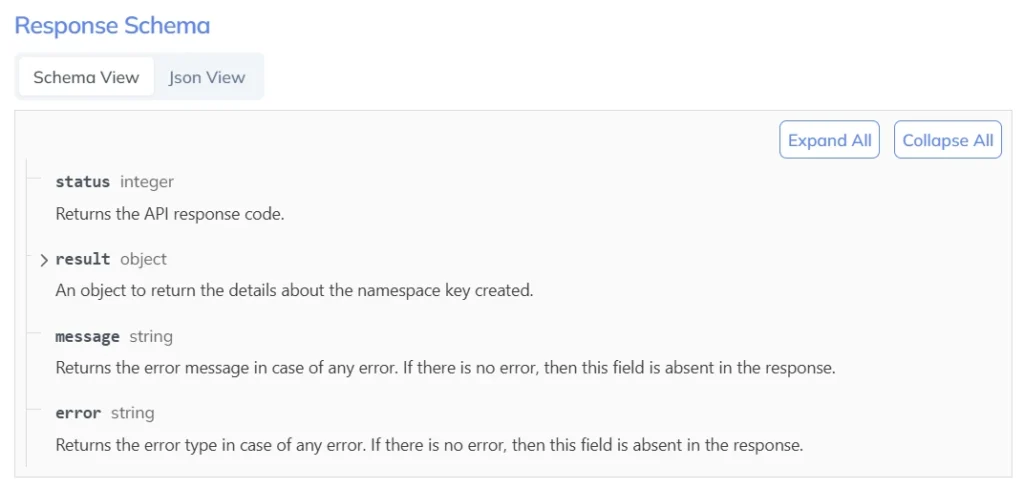 response scheme create a namespace key