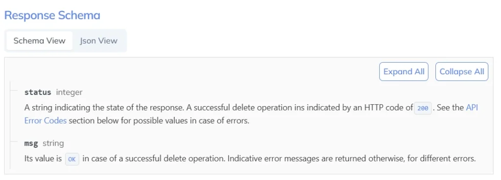 response scheme delete a namespace key