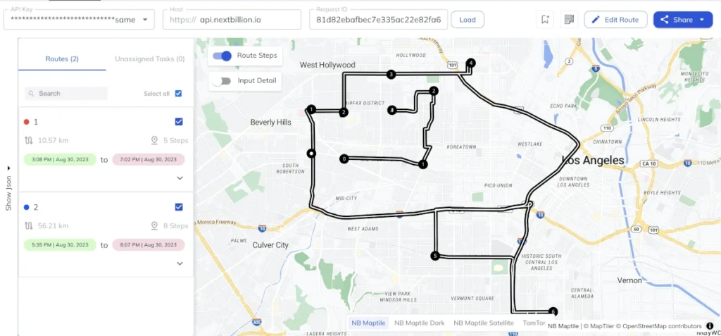 reverse logistics route in route planner