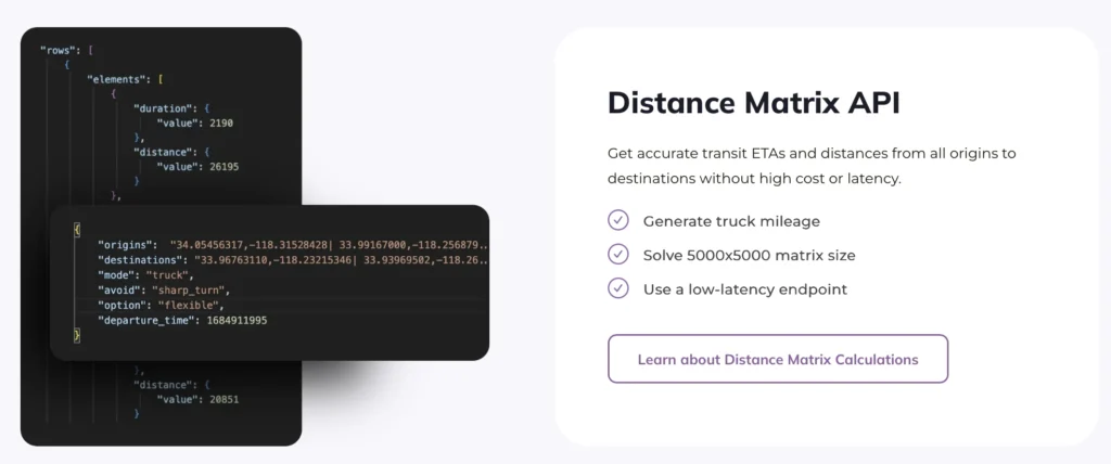 distance matrix api