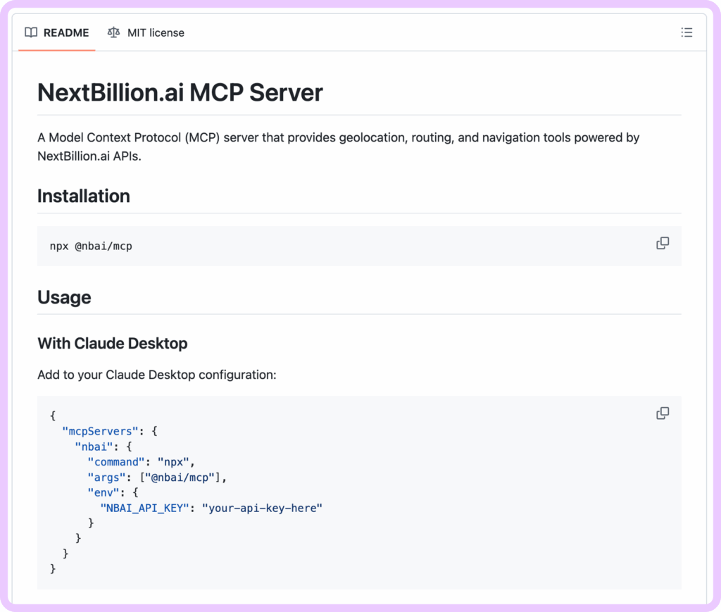 NextBillion.ai MCP Server