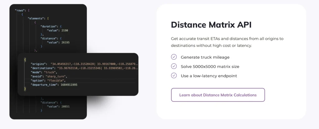 distance matrix api