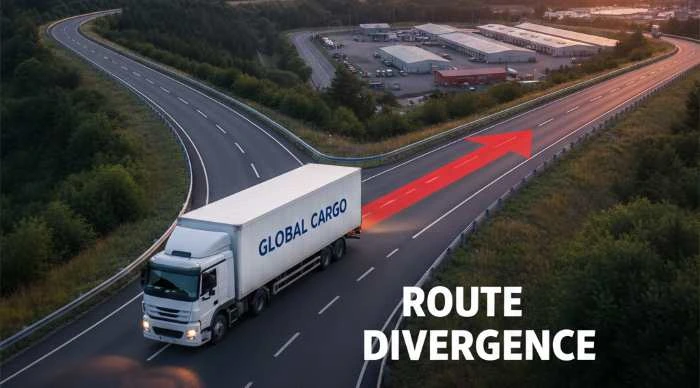 delivery truck deviating from the route plan