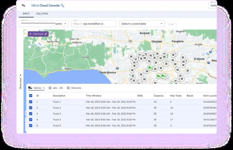 Nextbillion console showing automated hos complaints